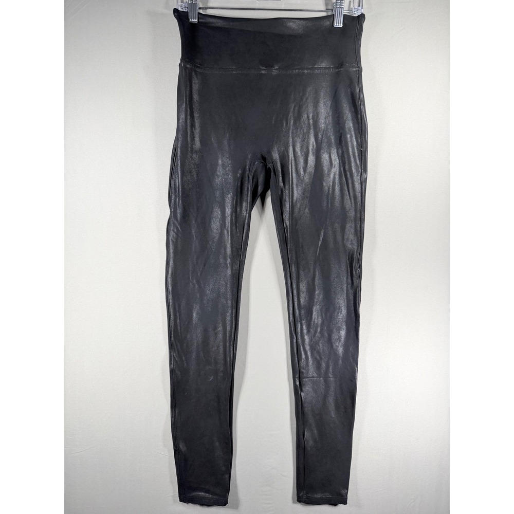 Spanx Faux Leather Leggings Black High Waisted Shine XL TG
